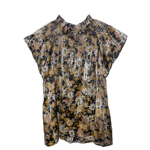 Moodie Floral Smocked Blouse Size Medium - Picture 3 of 7